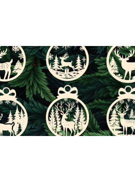 Σετ των 2 Intra απο ξύλο plywood 3mm-4mm πάχος Χριστουγεννιάτικα στολίδια κοπής με λέιζερ Δίασταση 20x30 cm INTRAFABR-107444292