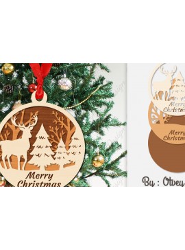 Σετ των 3 Intra απο ξύλο plywood 3mm-4mm πάχος Χριστουγεννιάτικα στολίδια  Δίασταση 8x8 cm INTRAFABR-107912606