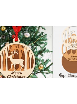 Σετ των 3 Intra απο ξύλο plywood 3mm-4mm πάχος Χριστουγεννιάτικα στολίδια  Δίασταση 8x8 cm INTRAFABR-107912413