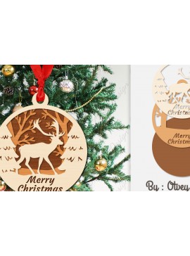 Σετ των 3 Intra απο ξύλο plywood 3mm-4mm πάχος Χριστουγεννιάτικα στολίδια  Δίασταση 8x8 cm INTRAFABR-107912440