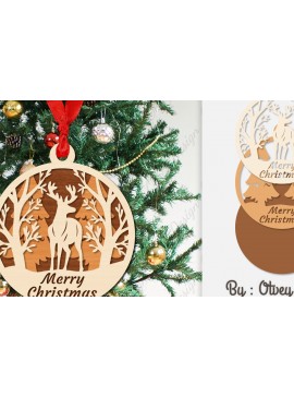 Σετ των 3 Intra απο ξύλο plywood 3mm-4mm πάχος Χριστουγεννιάτικα στολίδια  Δίασταση 8x8 cm INTRAFABR-107912474