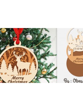 Σετ των 3 Intra απο ξύλο plywood 3mm-4mm πάχος Χριστουγεννιάτικα στολίδια  Δίασταση 8x8 cm INTRAFABR-107912515