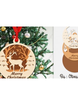 Σετ των 3 Intra απο ξύλο plywood 3mm-4mm πάχος Χριστουγεννιάτικα στολίδια  Δίασταση 8x8 cm INTRAFABR-107912576