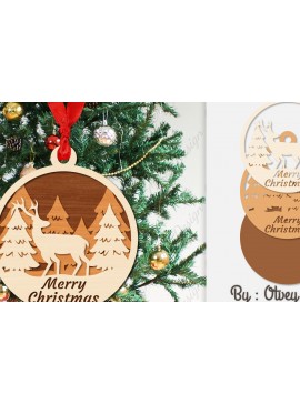 Σετ των 3 Intra απο ξύλο plywood 3mm-4mm πάχος Χριστουγεννιάτικα στολίδια  Δίασταση 8x8 cm INTRAFABR-107910464