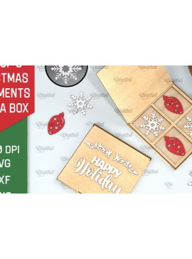 Σετ των 3 Intra απο ξύλο plywood 3mm-4mm πάχος Χριστουγεννιάτικα στολίδια με κουτί Δίασταση 3x3 cm INTRAFABR-104757987