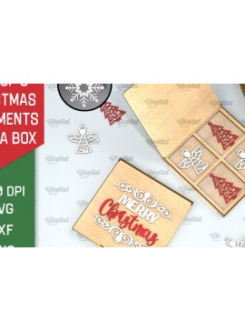 Σετ των 3 Intra απο ξύλο plywood 3mm-4mm πάχος Χριστουγεννιάτικα στολίδια με κουτί Δίασταση 3x3 cm INTRAFABR-104758101