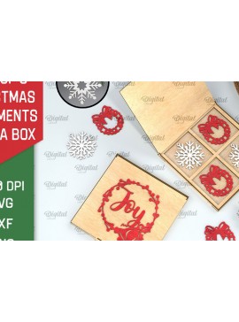 Σετ των 3 Intra απο ξύλο plywood 3mm-4mm πάχος Χριστουγεννιάτικα στολίδια με κουτί Δίασταση 3x3 cm INTRAFABR-104756622