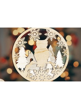 Σετ των 3 Intra απο ξύλο plywood 3mm-4mm πάχος Χριστουγεννιάτικο στολίδι με κουκουβάγια, πολυστρωματική διακόσμηση Δίασταση 4x4 cm INTRAFABR-84091564