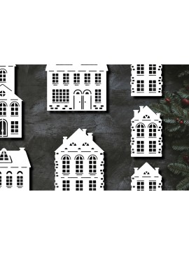 Σετ των 2 Intra απο ξύλο plywood 3mm-4mm πάχος Χριστουγεννιάτικο Χάρτινο Σπίτι Cut Δίασταση 15x15 cm INTRAFABR-19201102