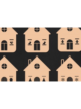 Σετ των 2 Intra απο ξύλο plywood 3mm-4mm πάχος Χριστουγεννιάτικο Papercraft House Δίασταση 15x15 cm INTRAFABR-49340083