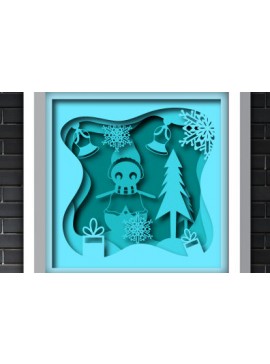 Σετ των 2 Intra απο ξύλο plywood 3mm-4mm πάχος Χριστουγεννιάτικο χάρτινο 3d Shadow Box Δίασταση 25x25 cm INTRAFABR-80516297