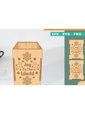 Σετ των 2 Intra απο ξύλο plywood 3mm-4mm πάχος Πρότυπο κοπής με λέιζερ χριστουγεννιάτικο κουτί μολυβιών Δίασταση 15x15 cm INTRAFABR-111488203