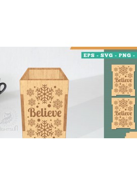 Σετ των 2 Intra απο ξύλο plywood 3mm-4mm πάχος Πρότυπο κοπής με λέιζερ χριστουγεννιάτικο κουτί μολυβιών Δίασταση 15x15 cm INTRAFABR-111486599