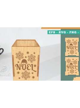 Σετ των 2 Intra απο ξύλο plywood 3mm-4mm πάχος Πρότυπο κοπής με λέιζερ χριστουγεννιάτικο κουτί μολυβιών Δίασταση 15x15 cm INTRAFABR-111486756