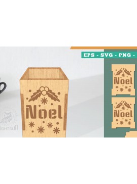 Σετ των 2 Intra απο ξύλο plywood 3mm-4mm πάχος Πρότυπο κοπής με λέιζερ χριστουγεννιάτικο κουτί μολυβιών Δίασταση 15x15 cm INTRAFABR-111488070