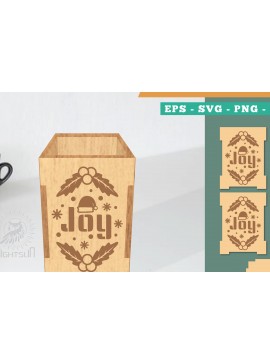 Σετ των 2 Intra απο ξύλο plywood 3mm-4mm πάχος Πρότυπο κοπής με λέιζερ χριστουγεννιάτικο κουτί μολυβιών Δίασταση 15x15 cm INTRAFABR-111488153