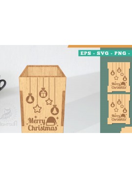 Σετ των 2 Intra απο ξύλο plywood 3mm-4mm πάχος Πρότυπο κοπής με λέιζερ χριστουγεννιάτικο κουτί μολυβιών Δίασταση 15x15 cm INTRAFABR-111486567