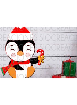 Σετ των 2 Intra απο ξύλο plywood 3mm-4mm πάχος Christmas Penguin 3D Δίασταση 15x15 cm INTRAFABR-85081806