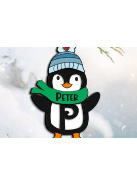 Σετ των 3 Intra απο ξύλο plywood 3mm-4mm πάχος Χριστουγεννιάτικο γράμμα Πιγκουίνος Στολίδι Δίασταση 8x8 cm INTRAFABR-109581346