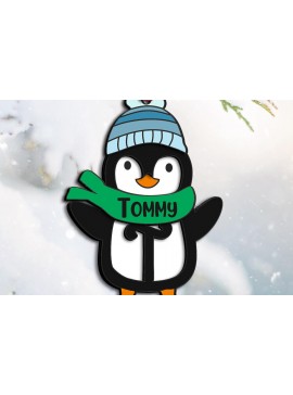 Σετ των 3 Intra απο ξύλο plywood 3mm-4mm πάχος Χριστουγεννιάτικο γράμμα πιγκουίνου T Holiday Δίασταση 8x8 cm INTRAFABR-109613126