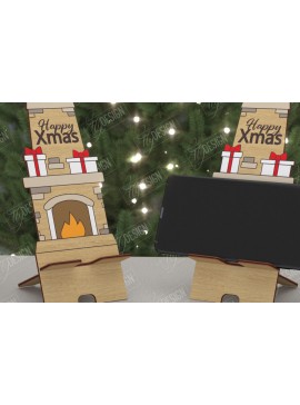 Σετ των 2 Intra απο ξύλο plywood 3mm-4mm πάχος Χριστουγεννιάτικο Τηλεφωνικό Σταντ | Θήκη τηλεφώνου Δίασταση 15x15 cm INTRAFABR-108524131