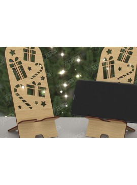 Σετ των 2 Intra απο ξύλο plywood 3mm-4mm πάχος Χριστουγεννιάτικο Τηλεφωνικό Σταντ | Θήκη τηλεφώνου Δίασταση 15x15 cm INTRAFABR-108524146