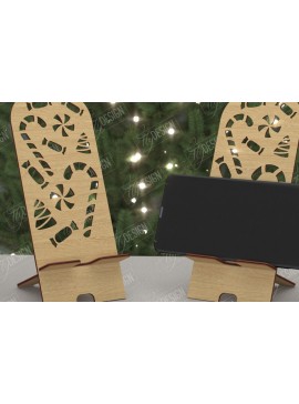 Σετ των 2 Intra απο ξύλο plywood 3mm-4mm πάχος Χριστουγεννιάτικο Τηλεφωνικό Σταντ | Θήκη τηλεφώνου Δίασταση 15x15 cm INTRAFABR-108524154
