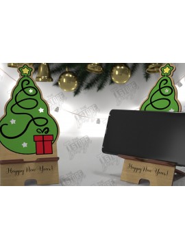 Σετ των 2 Intra απο ξύλο plywood 3mm-4mm πάχος Χριστουγεννιάτικη Επιτραπέζια Τηλεφωνική Βάση | Ιδέα δώρου Δίασταση 15x15 cm INTRAFABR-107824343