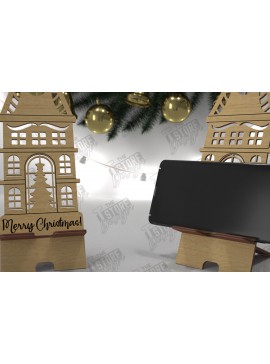 Σετ των 2 Intra απο ξύλο plywood 3mm-4mm πάχος Χριστουγεννιάτικη Επιτραπέζια Τηλεφωνική Βάση | Ιδέα δώρου Δίασταση 15x15 cm INTRAFABR-107824359