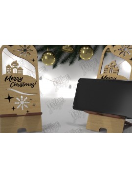 Σετ των 3 Intra απο ξύλο plywood 3mm-4mm πάχος Χριστουγεννιάτικη Επιτραπέζια Τηλεφωνική Βάση | Ιδέα δώρου Δίασταση 15x15 cm INTRAFABR-107824305