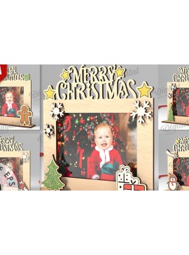 Σετ των 2 Intra απο ξύλο plywood 3mm-4mm πάχος Χριστουγεννιάτικες κορνίζες φωτογραφιών  Δίασταση 20x30 cm INTRAFABR-110182712