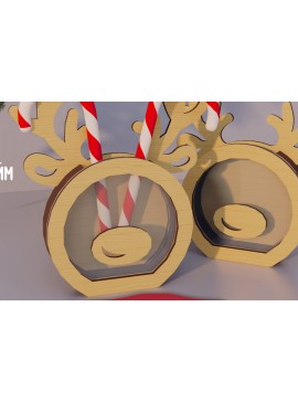 Σετ των 2 Intra απο ξύλο plywood 3mm-4mm πάχος Χριστουγεννιάτικος Κουμπαράς . Κουτί χρημάτων Δίασταση 15x15 cm INTRAFABR-80231662