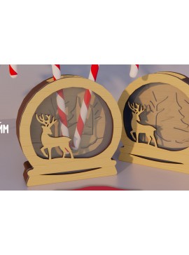 Σετ των 2 Intra απο ξύλο plywood 3mm-4mm πάχος Χριστουγεννιάτικος Κουμπαράς . Κουτί χρημάτων Δίασταση 15x15 cm INTRAFABR-80231679