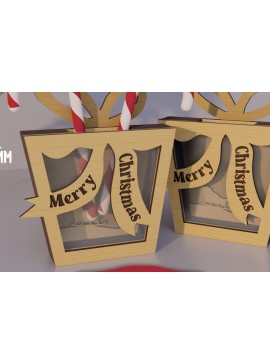 Σετ των 2 Intra απο ξύλο plywood 3mm-4mm πάχος Χριστουγεννιάτικος Κουμπαράς . Κουτί χρημάτων Δίασταση 15x15 cm INTRAFABR-80231970