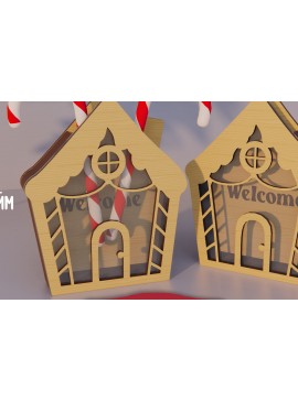 Σετ των 2 Intra απο ξύλο plywood 3mm-4mm πάχος Χριστουγεννιάτικος Κουμπαράς . Κουτί χρημάτων Δίασταση 15x15 cm INTRAFABR-80232003