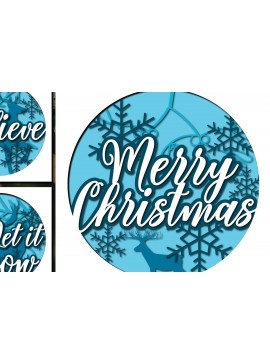 Σετ των 2 Intra απο ξύλο plywood 3mm-4mm πάχος χριστουγεννιάτικου Poinsettia Shadow Box Δίασταση 25x25 cm INTRAFABR-36158745