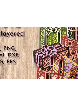 Σετ των 3 Intra απο ξύλο plywood 3mm-4mm πάχος Χριστουγεννιάτικα δώρα Πολυεπίπεδο 3D Δίασταση 7x7 cm INTRAFABR-108908507