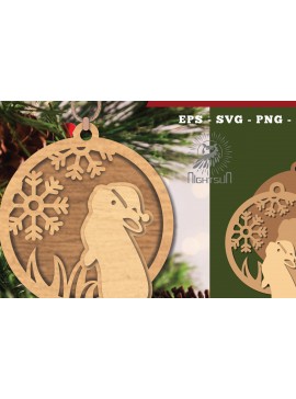 Σετ των 3 Intra απο ξύλο plywood 3mm-4mm πάχος Χριστουγεννιάτικο στολίδι με κομμένο λέιζερ με κουνέλι Δίασταση 8x8 cm INTRAFABR-112767698