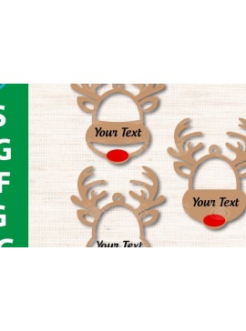 Σετ των 3 Intra απο ξύλο plywood 3mm-4mm πάχος Χριστουγεννιάτικο μπιχλιμπίδι με τάρανδο Δίασταση 3x3 cm INTRAFABR-38562661