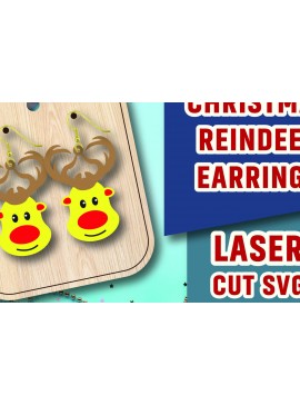 Σετ των 3 Intra απο ξύλο plywood 3mm-4mm πάχος Χριστουγεννιάτικα σκουλαρίκια τάρανδος Δίασταση 3x3 cm INTRAFABR-107580155