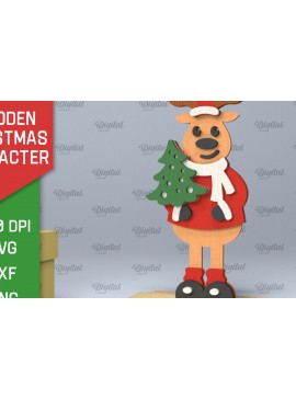 Σετ των 2 Intra απο ξύλο plywood 3mm-4mm πάχος Χριστουγεννιάτικο ταράνδων Δίασταση 15x15 cm INTRAFABR-104437231