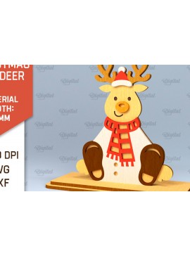 Σετ των 2 Intra απο ξύλο plywood 3mm-4mm πάχος Χριστουγεννιάτικο ταράνδων Δίασταση 15x15 cm INTRAFABR-101383618