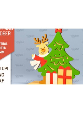 Σετ των 2 Intra απο ξύλο plywood 3mm-4mm πάχος Χριστουγεννιάτικο ταράνδων Δίασταση 15x15 cm INTRAFABR-101383729