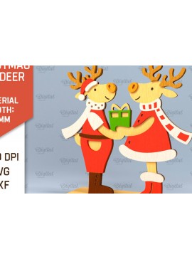 Σετ των 2 Intra απο ξύλο plywood 3mm-4mm πάχος Χριστουγεννιάτικο ταράνδων Δίασταση 15x15 cm INTRAFABR-101383838