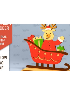 Σετ των 2 Intra απο ξύλο plywood 3mm-4mm πάχος Χριστουγεννιάτικο ταράνδων Δίασταση 15x15 cm INTRAFABR-101383911