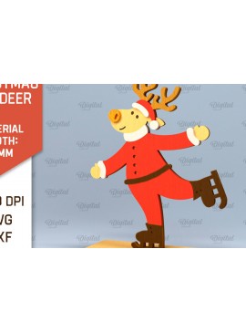 Σετ των 2 Intra απο ξύλο plywood 3mm-4mm πάχος Χριστουγεννιάτικο ταράνδων Δίασταση 15x15 cm INTRAFABR-101383972