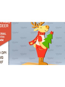 Σετ των 2 Intra απο ξύλο plywood 3mm-4mm πάχος Χριστουγεννιάτικο ταράνδων Δίασταση 15x15 cm INTRAFABR-101383505