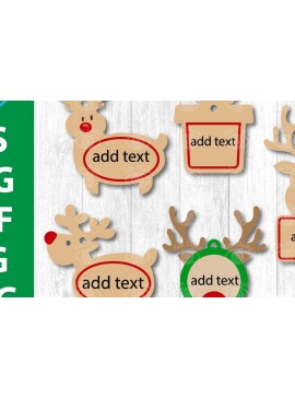 Σετ των 3 Intra απο ξύλο plywood 3mm-4mm πάχος Χριστουγεννιάτικη διακόσμηση ταράνδων Δίασταση 3x3 cm INTRAFABR-39766918