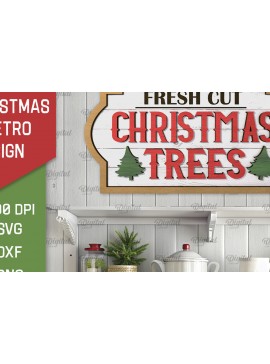 Σετ των 2 Intra απο ξύλο plywood 3mm-4mm πάχος Σχέδιο κοπής με λέιζερ Χριστουγεννιάτικο ρετρό σημάδι Δίασταση 15x15 cm INTRAFABR-105197489