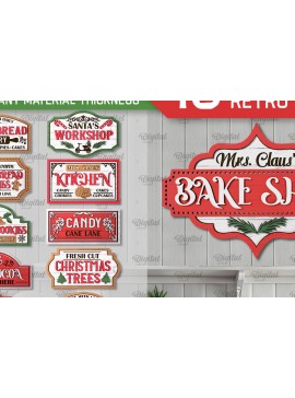 Σετ των 2 Intra απο ξύλο plywood 3mm-4mm πάχος Χριστουγεννιάτικων ρετρό πινακίδων. Δίασταση 15x15 cm INTRAFABR-105198849